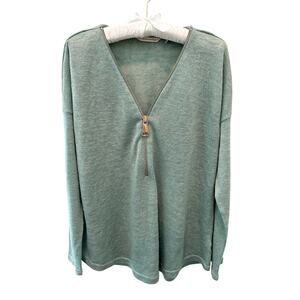 SOFT SURROUNDINGS | Sage Green Half Zip Pullover Sweater | Medium